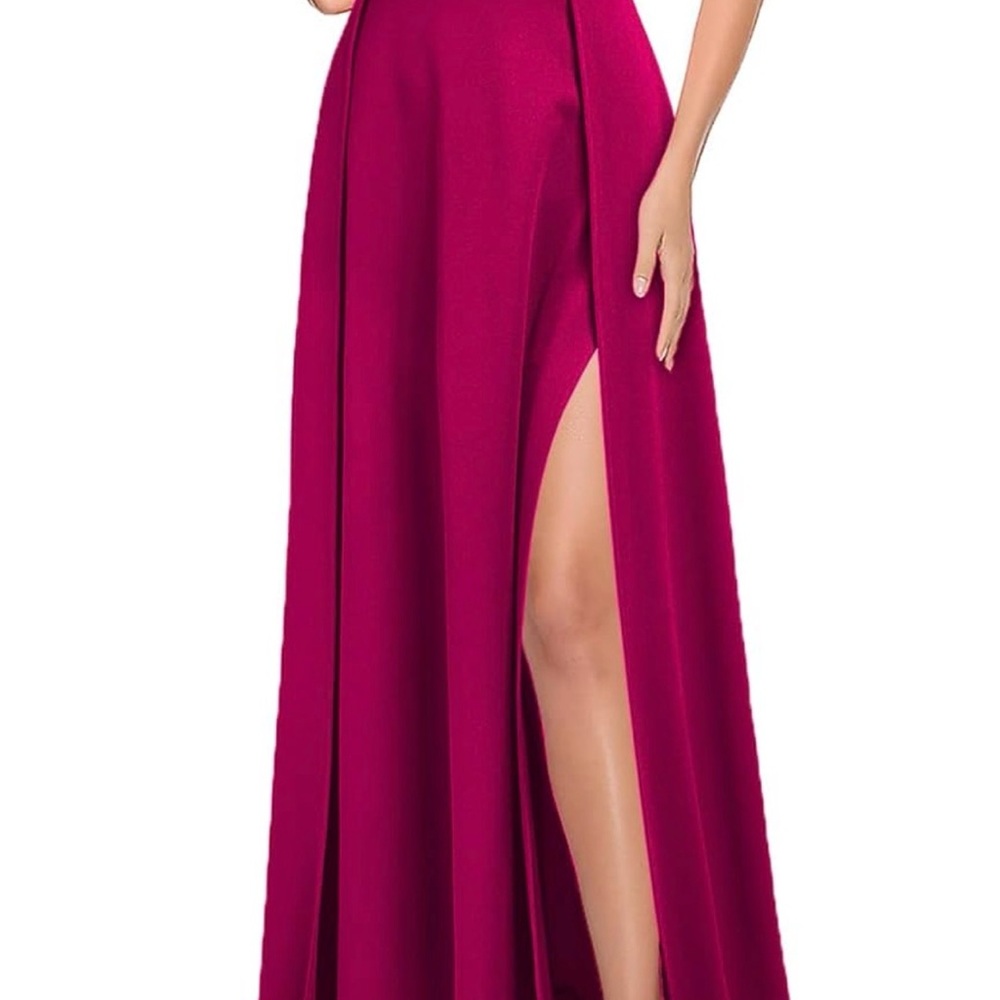MUSHARE Women's Halter Neck Sexy Split Cocktail Party Maxi - Picture 2 of 3